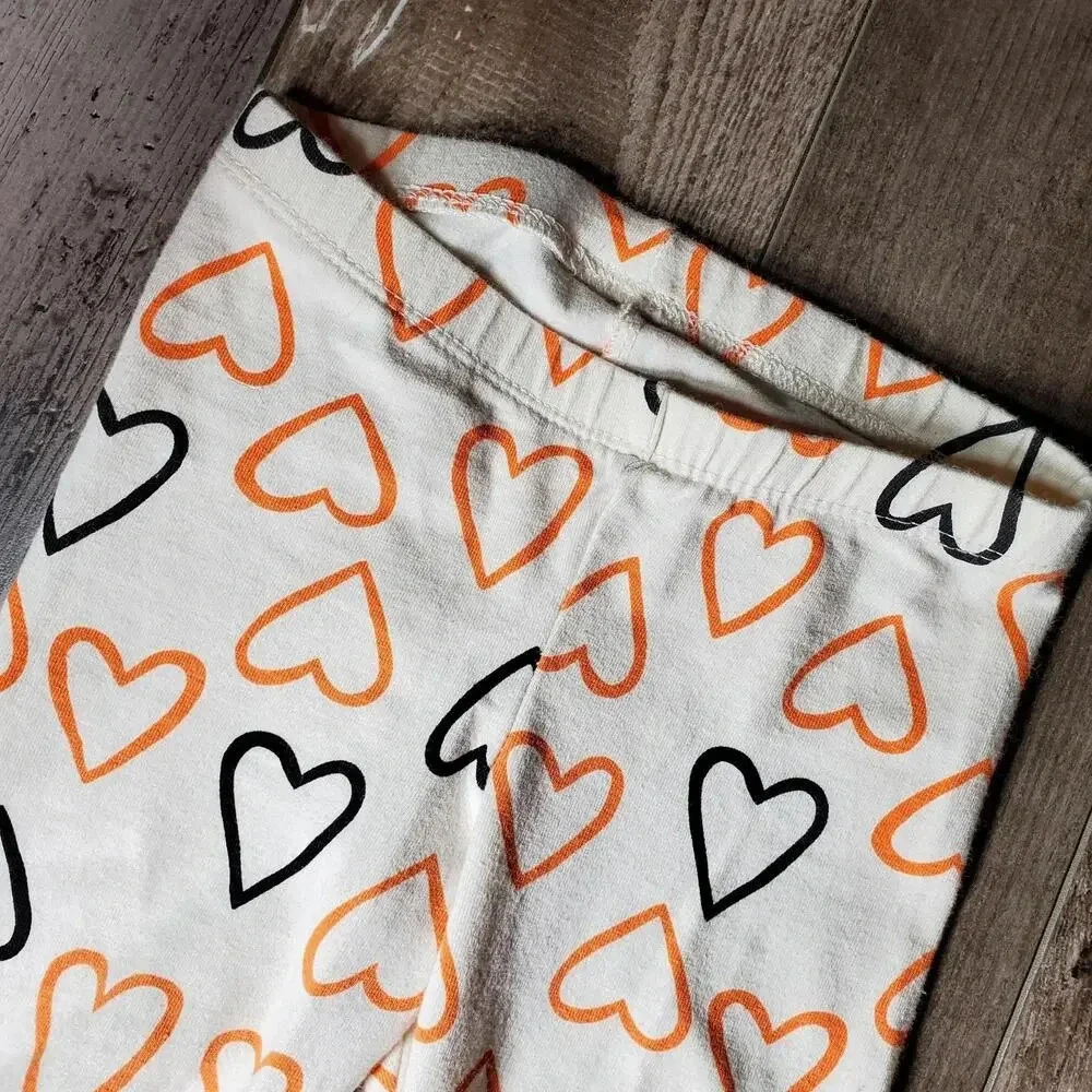 Cat & Jack Toddler Girl Halloween Leggings Full Length Cream Heart Size 2T NWOT